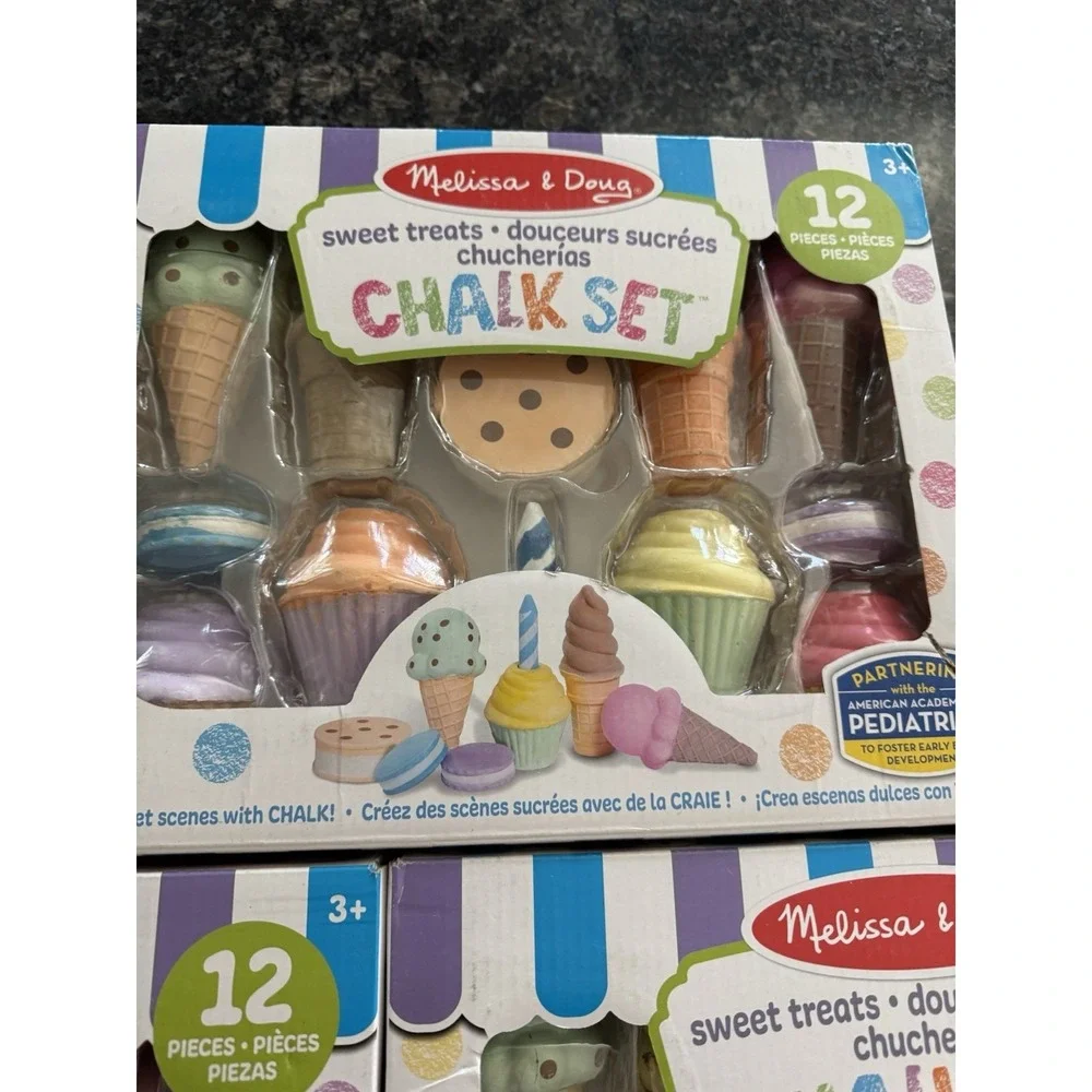 Melissa & Doug Ice Cream Shop Multi-Color Chalk and Holders 33-Pc Play Set‎ NEW
